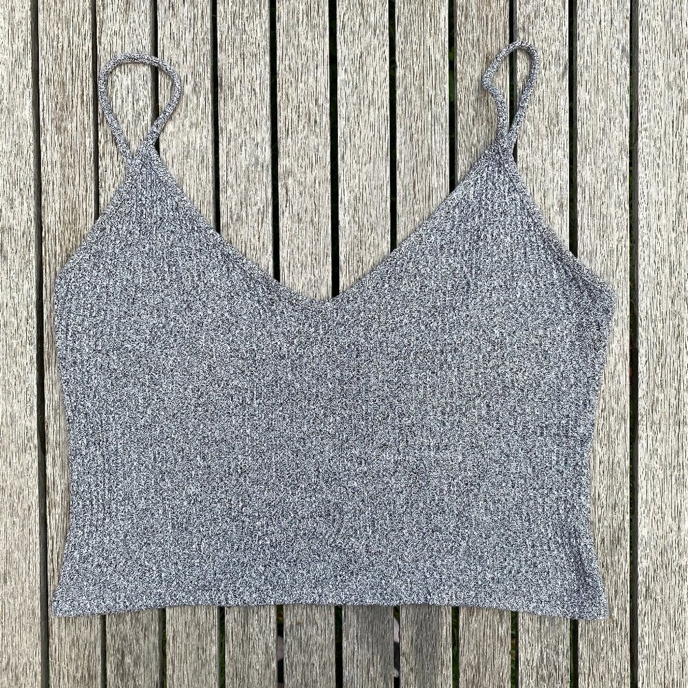 Brandyville Grey Spaghetti Strap Crop Tank | One Size